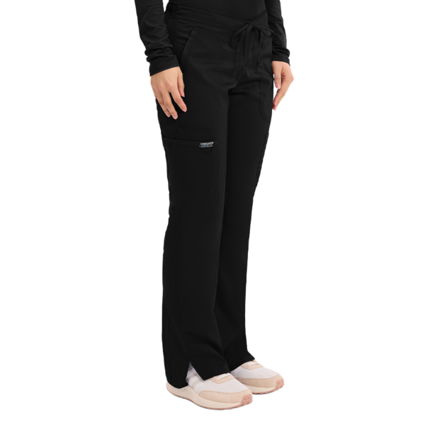 Mid Rise Women's Moderate Flare Drawstring Pant in Black