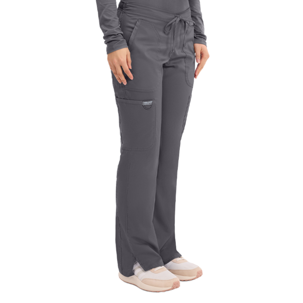 Mid Rise Women's Moderate Flare Drawstring Pant in Pewter