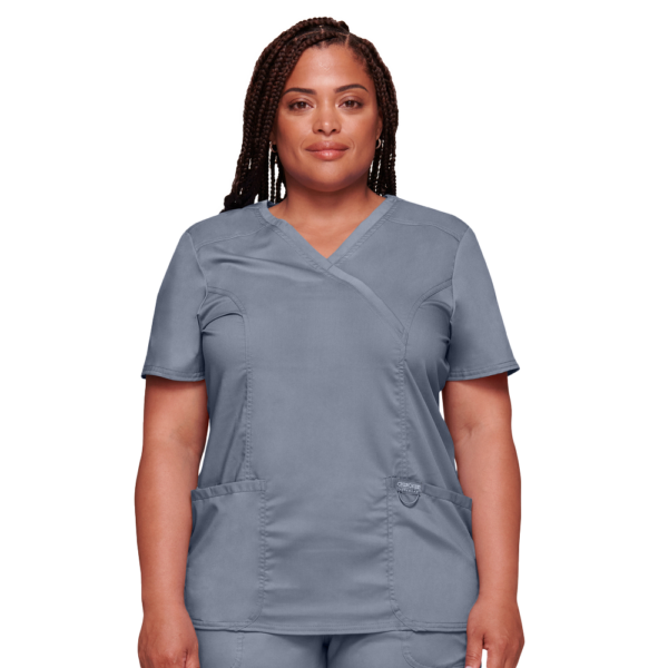 Revolution by Cherokee Workwear Women's Mock Wrap Solid Scrub Top