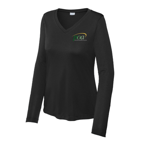Sport-Tek Women's Long Sleeve PosiCharge Competitor V-Neck Tee in Black