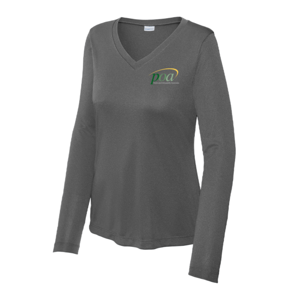 Sport-Tek Women's Long Sleeve PosiCharge Competitor V-Neck Tee in Iron Grey