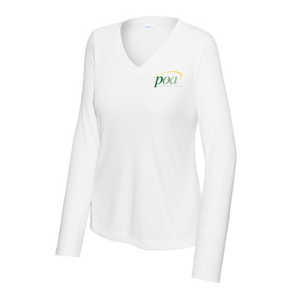 Sport-Tek Women's Long Sleeve PosiCharge Competitor V-Neck Tee in White