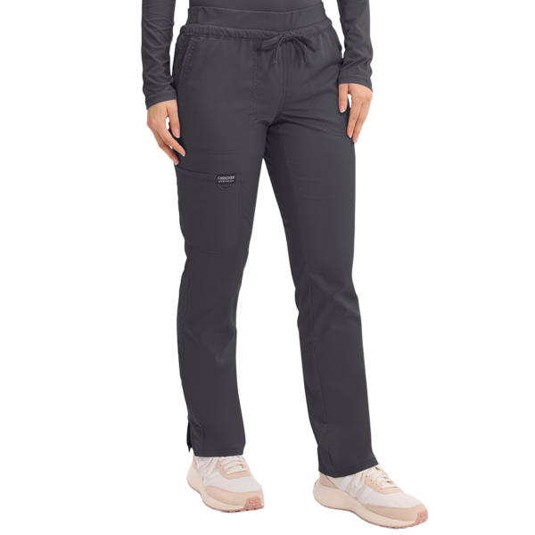 Mid Rise Women's Tapered Leg Drawstring Pant in Pewter
